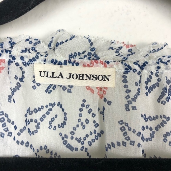 Ulla Johnson Dunia Floral Cold Shoulder Silk Tassel Blouse Casual Printed - Picture 6 of 7